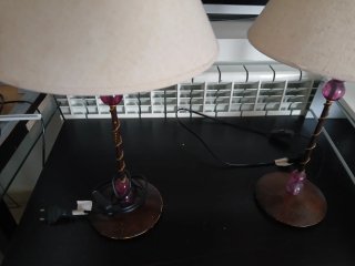 2 Lámparas de Mesa Beige y Marrón