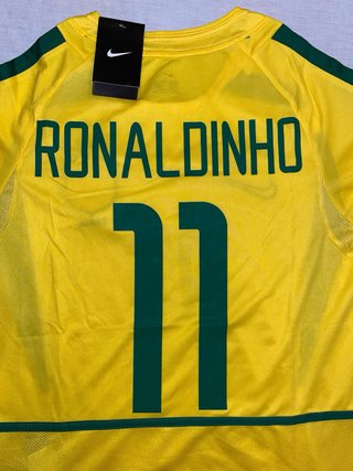 Camiseta Brasil 2002 #11 Ronaldinho Nike
