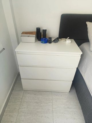 Cómoda de 3 cajones blanca de madera