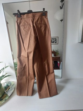 Pantaloni misto lino marrone