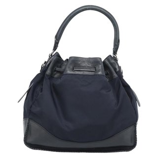 PRADA Shoulder Bag Nylon Leather Black Silver