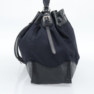 PRADA Shoulder Bag Nylon Leather Black Silver