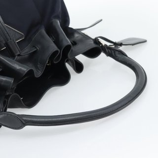 PRADA Shoulder Bag Nylon Leather Black Silver