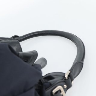 PRADA Shoulder Bag Nylon Leather Black Silver