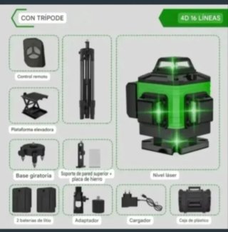 Nivel Láser 4D 16 Líneas Trípode Maletín