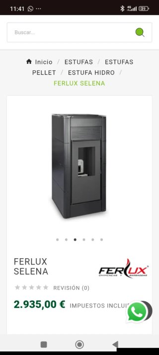 Estufa de pellets Ferlux Selena 18 kW