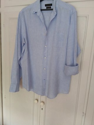 Camisa Lino Manga Larga Massimo Dutti Talla L