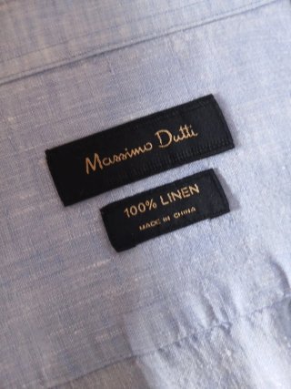 Camisa Lino Manga Larga Massimo Dutti Talla L