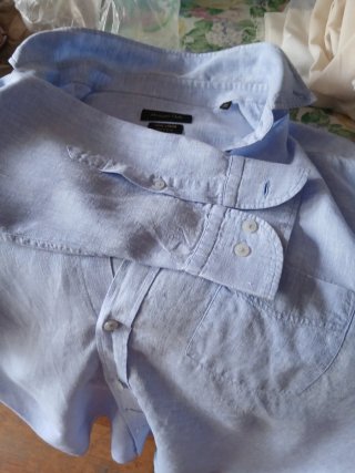 Camisa Lino Manga Larga Massimo Dutti Talla L