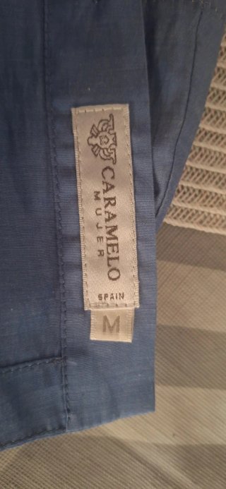 Camisa Caramelo azul mujer manga corta