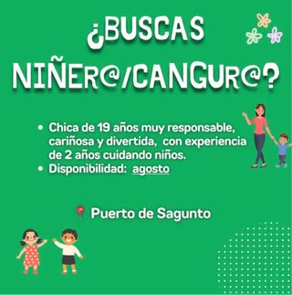 Niñera canguro PUERTO DE SAGUNTO AGOSTO