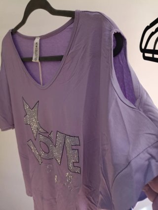 Camiseta color Malva, Hombros Descubiertos