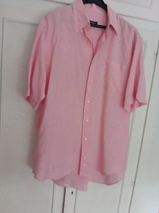 Camisa Burberry Lino Rosa Caballero Manga Corta