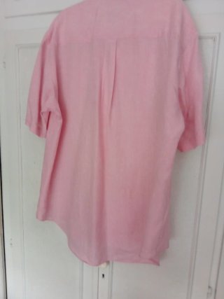 Camisa Burberry Lino Rosa Caballero Manga Corta