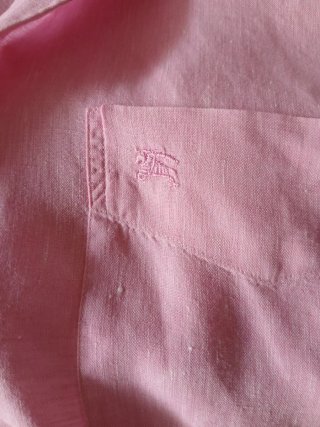 Camisa Burberry Lino Rosa Caballero Manga Corta