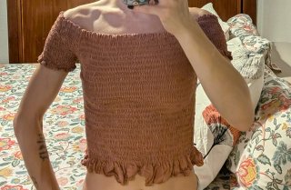 Top nido de abeja teja talla única