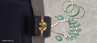 Conjunto Bisutería Cristian Lay Verde y Dorado