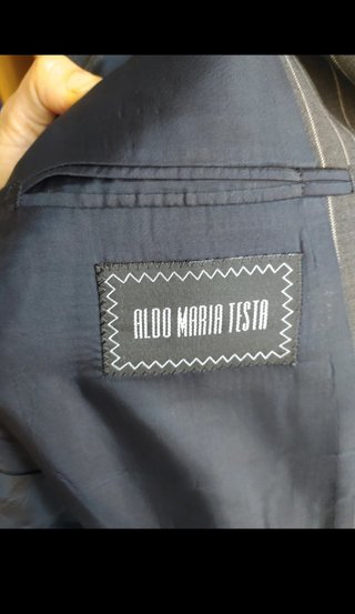Completo uomo grigio gessato taglia 54