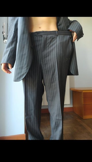 Completo uomo grigio gessato taglia 54