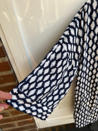 Casaca Kimono Cortefiel T.42 Marino/Blanco