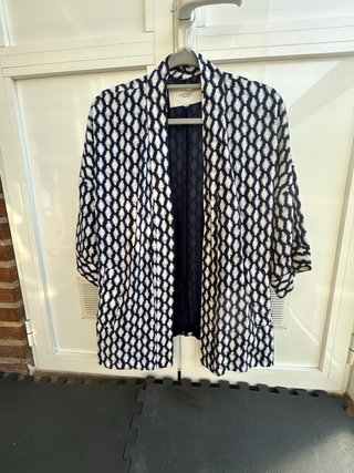 Casaca Kimono Cortefiel T.42 Marino/Blanco