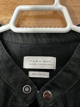 Camisa Zara Man cuadros verde y negro