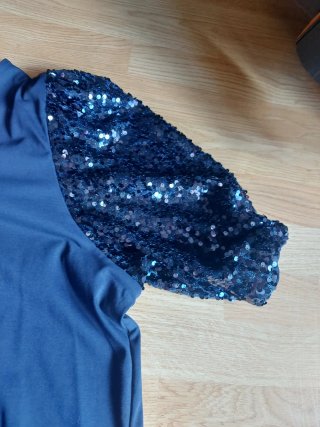 Camiseta Elegante MS Mode Azul Lentejuelas T. XXL