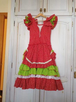 Vestido Flamenca Niña Rojo y Verde