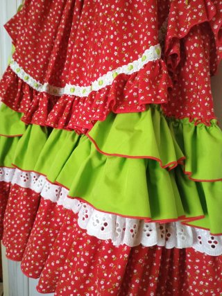 Vestido Flamenca Niña Rojo y Verde