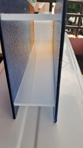Jarrón de cristal degradado azul y naranja