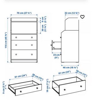 Mueble 3 cajones con balda superior