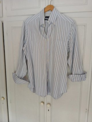 Camisa Celeste Rayas.burdeos marino Massimo Dutti