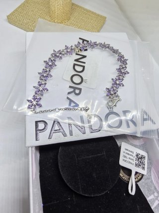 Pulsera Pandora herbario Flor Lila y Plata