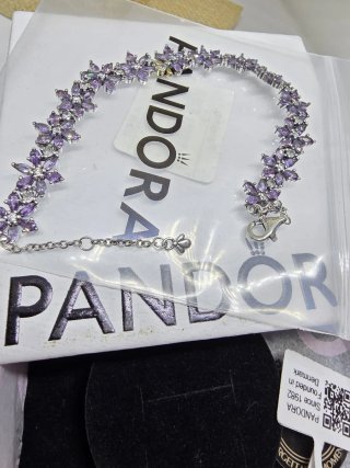 Pulsera Pandora herbario Flor Lila y Plata