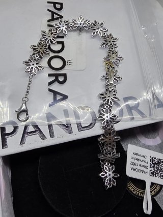 Pulsera Pandora herbario Flor Lila y Plata