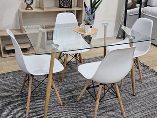 Juego Comedor 4 Sillas Cristal