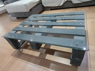 Mesa centro madera y cristal