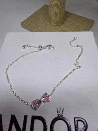 Pulsera Pandora Lazo Rosa Plata