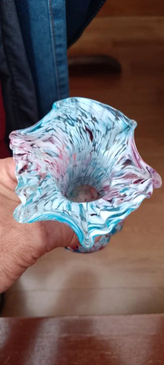 Jarrón francés de cristal multicolor