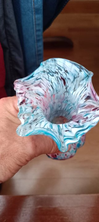 Jarrón francés de cristal multicolor