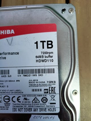 Disco Duro Toshiba P300 1TB 7200RPM SATA 3
