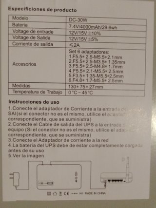 SAI/UPS 12V Master Power Cámaras/Router