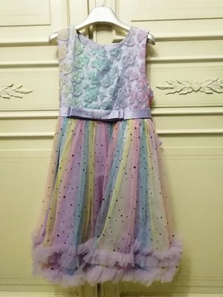 Vestito bambina arcobaleno tulle stelle