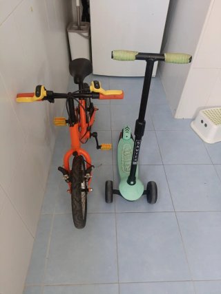 Bicicleta y Patinete Infantil Naranja/Verde
