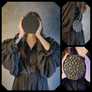 Bolso Cartera Gótica Roseta Negro