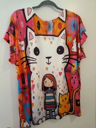 Camiseta Lycra Fría Estampada Gatos