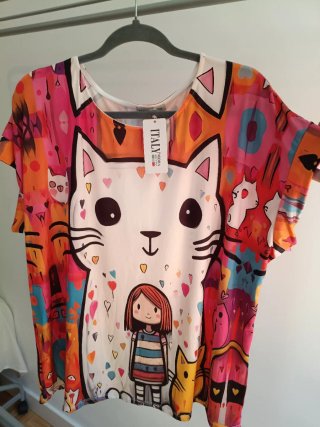 Camiseta Lycra Fría Estampada Gatos