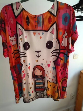 Camiseta Lycra Fría Estampada Gatos