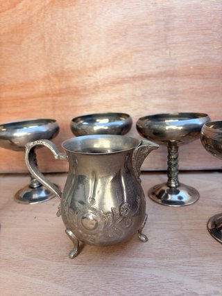 Juego copas metal plateado vintage