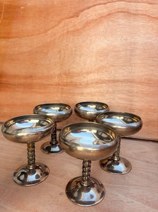 Juego copas metal plateado vintage